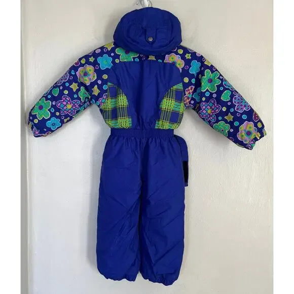 FERA Snowsuit Girl's One Piece Insulated Blue Green Size 4 Hooded Fanny Pack